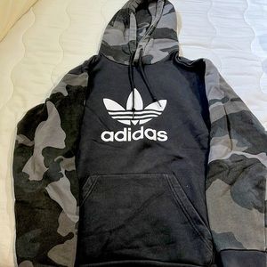 Adidas hooded sweatshirt gray camo